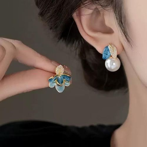 product_image_name-RENO-Jewelry pearl earrings ear pendant pearl earrings NO bracelet earring adjustable chain cubic crystal diamond necklace jewelry set for women-1