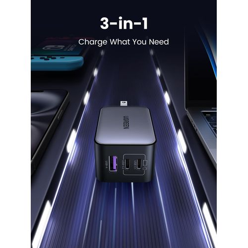 product_image_name-Ugreen-Nexode 65W GaN USB C Wall Charger, 3-Port Compact Foldable Fast Charger Power Adapter for iPhone 17/16/15 Series, Galaxy S25/S24, Pixel 10/9, MacBook Pro/Air, Dell XPS, iPad Pro (Black)-3