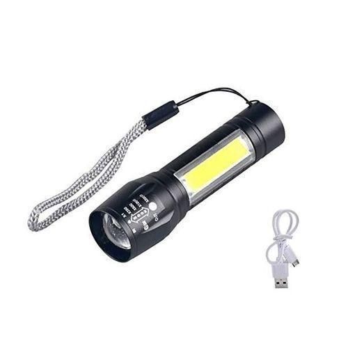 product_image_name-White Label-Rechargeable Powerful LED Flashlight - Black-1