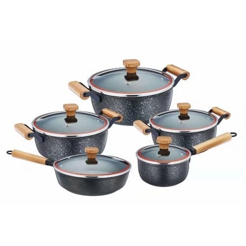 product_image_name-Generic-10 PC Non Stick Cookware Set With Wok Pan Cast Aluminum Cooking Pot Saucepans-1