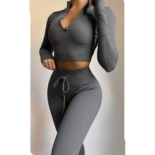 product_image_name-Generic Xim-Classy Ladies Legging With Top-Grey, Blue -1