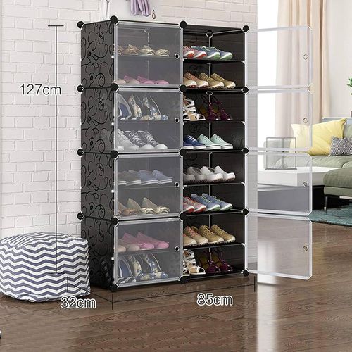 product_image_name-Generic-Shoe Rack,Storage 2 Columns 8 Tier Plastic Withdoor Dustproof Removable 32 Pairs of Shoes -3