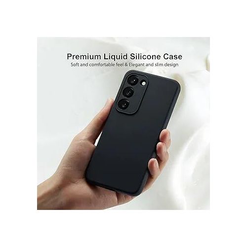 product_image_name-Generic-Samsung Galaxy S23 Plus/S23+ Case Liquid Silicone, Skin Touch Gel Rubber Case with Soft Microfiber Lining, Cute Slim Full Camera Protection Phone Cover 6.6 Inch, Black-3