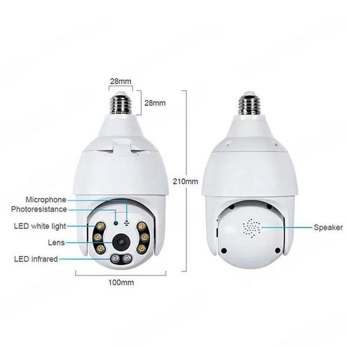 product_image_name-Generic-E27 Bulb Surveillance PTZ IP Camera v380 Pro 4G Sim Card 360 Security CCTV Bulb Camera - White-4