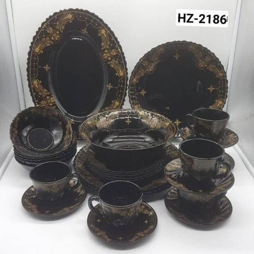 product_image_name-Generic-32 Pieces Flowered Opalware Dinner Set With Cups And Saucer Dinner Plates Side plates Dishes And Oval Platter Fruit Salad Bowl Microwave Safe And Dishwasher Safe Serveware- Multicolor-6