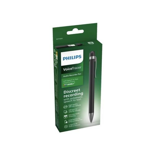 product_image_name-Generic-Philips DVT1600 VoiceTracer Pen Audio Recorder with Voice Recognition Software Recording Pen, 32GB. Sembly AI trial license: transcription, AI created summaries, AI powered meeting insights -8