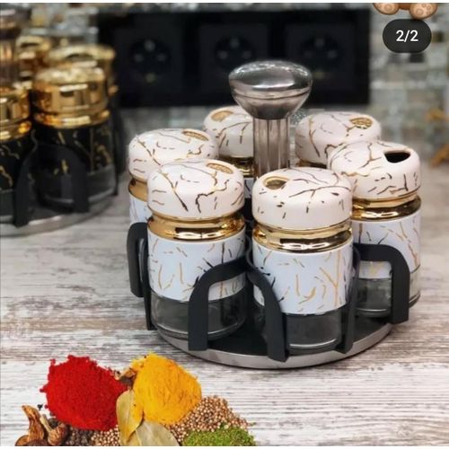 product_image_name-Generic-Spice Set 6 Piece Set 1 Glass Rotating Rack -2
