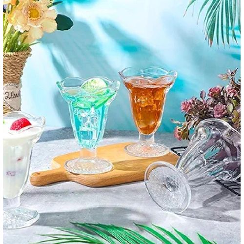 product_image_name-Generic-12 Pieces  Adozen OF Ice Cream Cups Footed Glass Tulip Sundae Cups Thick Clear Ice Cream Dessert Bowls for Desserts, Salads, Sundaes, Fruits, Ice Cream, Cocktails, Snack-2