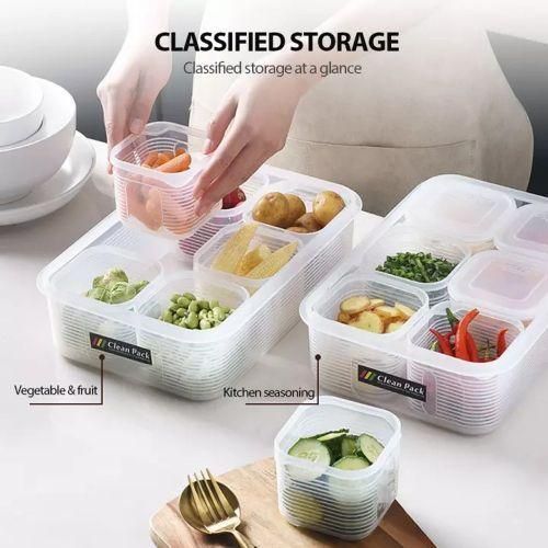 product_image_name-Generic-Plastic Food Storage Containers With 6 Removable Tins Fridge Organizer -White.-1