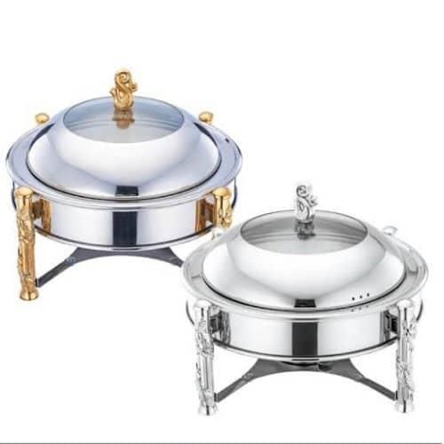 product_image_name-Generic-26CM  Stainless Steel Small Round Chafing Dish Food Warmer Hot Pot Outdoor Camping Alcohol Stove- Silver-3