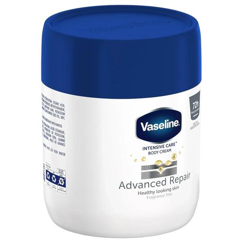 product_image_name-Vaseline-Advanced Repair Body Cream – 72H Moisture for Very Dry Skin Body: Say goodbye to dry, itchy skin! This Fragrance-Free Advanced Repair cream is clinically proven to provide 72 hours of intensive moisture. Whether it’s rough elbows, dry knees, -1