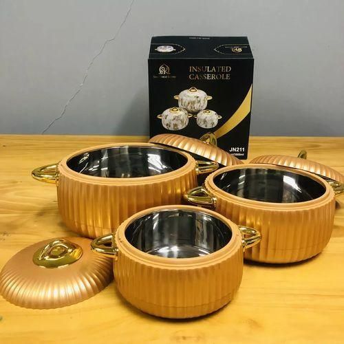 product_image_name-Generic-3Pc, 1,2,3.5Litres Food Warmer Dishes Thermal Insulation Hot Pot Casserole Lunch Boxes - Multicolors-2