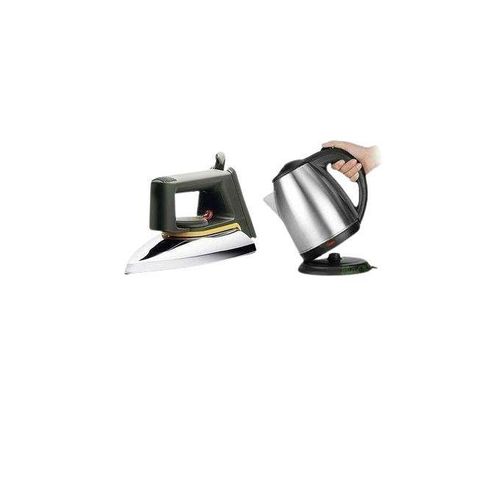 product_image_name-Generic-Flat Iron & 2L Electric Kettle Percolator - Silver, Black-1