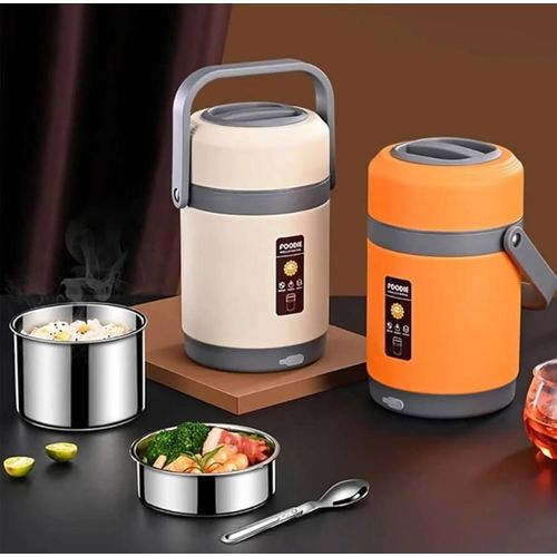 product_image_name-Generic-2 Litre Insulated Lunch Box Warmer Heat Boxes Heating Electric Lunch Box USB Electric Heated Lunch Boxes Food Warmer Container Thermal Jar Stainless Steel Car Lunch Box  Pot Bento box Flask Tiffin  Suitable for Schools, Offices -Multicolor-3