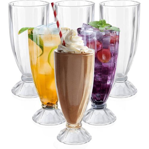 product_image_name-Generic-6 Pieces Set Of Milk Shakes Dessert Sundae Ice Cream Fruit Cocktail Soda Tall American Style 340ml Drinking Glasses Soda Glasses Cups For Smoothies Root Beer Parties Events- Clear-3