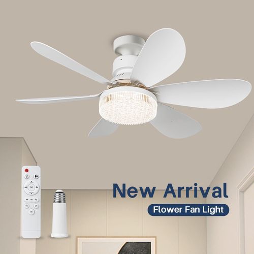 product_image_name-Generic-Socket Ceiling Fan with Light and Remote Control, 20.4 Inch Flower Ceiling Fan, 3 Speeds-1