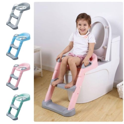 product_image_name-Generic- Adjustable Potty Ladder Seat for Toilet Training with Steps, Handle & Soft Cushion Design Non Slip & Space Efficient Toddlers & Children, Foldable & Easy Assembly Splash Guard Included-Multi-4