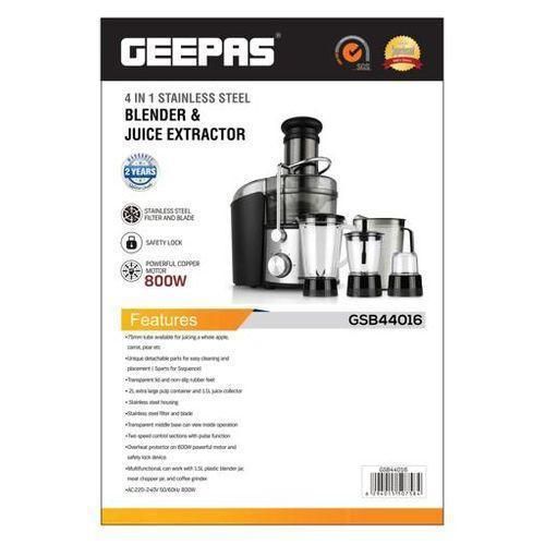 product_image_name-Geepas-4 In 1 Juicer Blender, 800W Powerful Motor,Stainless Steel Lock, Two Speed With Pulse Function, Jar-1L Juice Jug, Safety Interlock-Multi-5