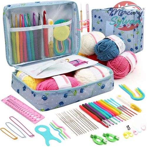 product_image_name-Generic-MS 59 Pieces/Set Portable DIY Crochet Kit Beginner Crochet Kit with Storage Bag for Yarn and Tools-1