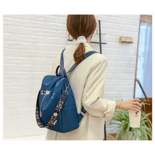 product_image_name-Fashion-New Embroidery Waterproof Oxford Women Backpack - Blue-3