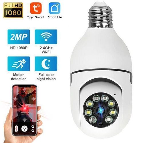 product_image_name-Generic-Universal 1080P Wireless 360 Rotate Auto Tracking Panoramic Bulb Camera Light Wifi PTZ I P Cam - White-1