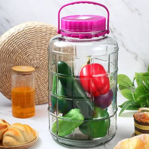 product_image_name-Bon Appetit-8L Air Tight Glass Jar Container For Kitchen Pantry,Snacks, Cereal,Masala, Honey, Pickles,Cookies,Dry Fruits,and Coffee Beans Storage Plastic With Lid Bottle Tin- Clear-3