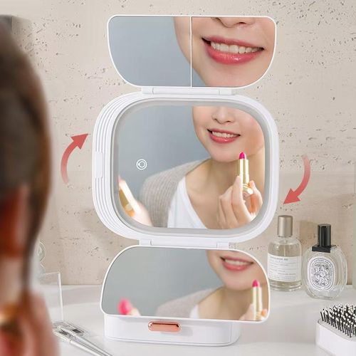 product_image_name-Generic-multifunctional tri-fold makeup mirror features integrated LED lighting and a built-in storage drawer for cosmetics and jewelry-4