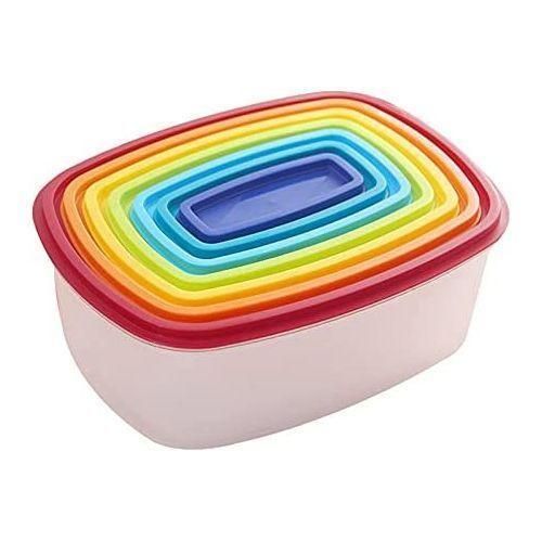 product_image_name-Generic-7 Piece Rainbow Plastic Fridge Storage Food Containers With Leakproof Lids- Multi-colour.-2