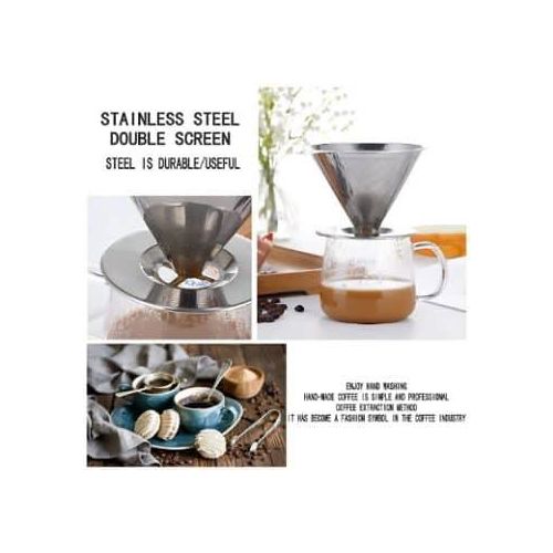 product_image_name-Generic-Stainless Steel Coffee Filter Pour Over Funnel Brew Drip Tea Metal Mesh Basket Tool Reusable Kitchen Coffee ware (12cm) -3