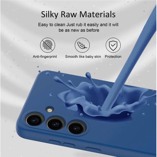 product_image_name-Generic-Silicone Case Compatible with Samsung Galaxy S24 Plus, Full Body Silky Soft Touch Phone Case with Camera Protection, Shockproof Cover with Microfiber Lining, Blue -4