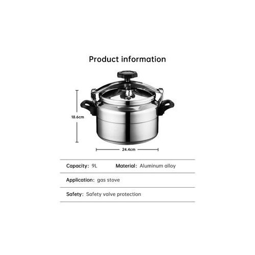 product_image_name-Kaisa Villa-Quality Pressure Cooker 9L Stainless Steel - Silver-4