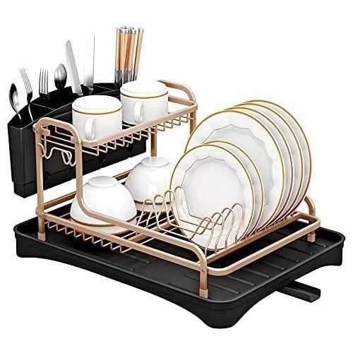 product_image_name-Generic-Aluminum Dish Drying Rack With Removable Cutlery & Cup Holder-2