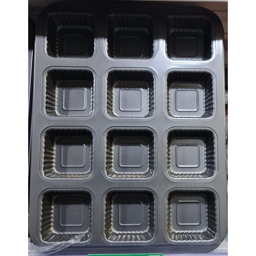product_image_name-Generic-12 cavity Sqaure non-stick cake pan - Black -1