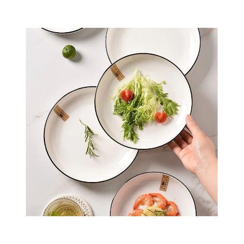 product_image_name-Sundabest-5pcs of White Large Stylish Salad Plates -8 inch-2