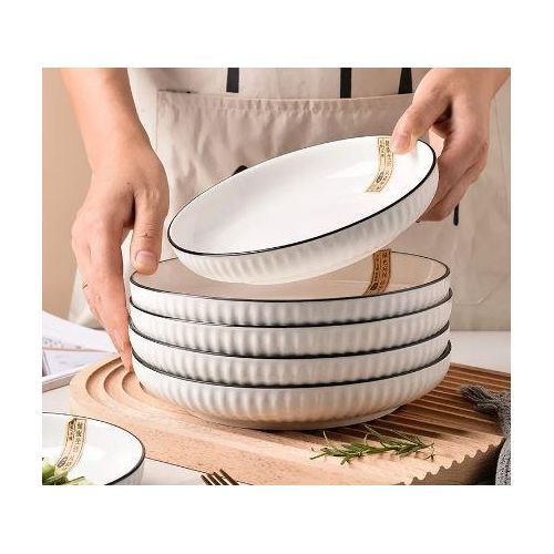 product_image_name-Sundabest-5pcs of White Large Stylish Salad Plates -8 inch-4