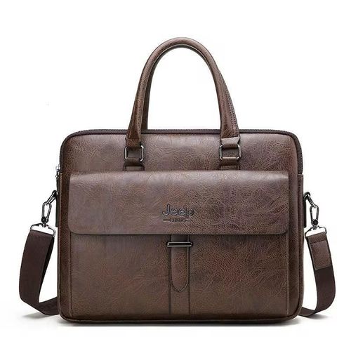 product_image_name-Generic-15in x 12 Inches Waterproof Messenger Shoulder Bag For Business And Travel Work Office Men's Leather Briefcase Commute MacBook And Laptop Bag With Padded Compartment- Multicolor-1