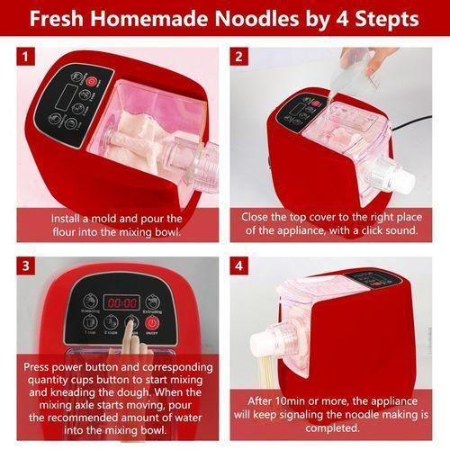 product_image_name-Generic-Electric Pasta Maker Machine, Automatic Noodle Maker With 12 Pasta Shapes, Red-5
