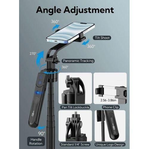 product_image_name-Generic-Universal C12 AI Auto Face Tracking Selfie Stick Tripod for iPhone, 360° Rotation Phone Tripod Stand with Remote, 71'' Phone Camera Tripods Stand iPhone Holder for Content Creator Tiktok Vlog Video Recording-5