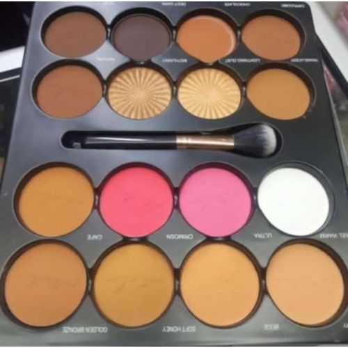 product_image_name-Micolor-Powder Matte Contour Palette  Contour , Highlighting, Foundation Set, Bronzer,Blush  Powder Palette & a Brush -16pcs -2