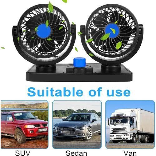 product_image_name-Generic-Portable Double Head Car Fan 360 Degree Rotating Car Automatic Air Cooling Fan USB Air Circulation Fan Dashboard Car Electronics - Black-1