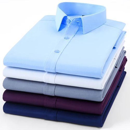 Shop Men's Cotton Office Shirts Long Sleeve , 5 Pieces -Multicolor