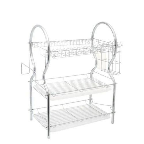 product_image_name-Generic-3 Tier Stainless Steel Dish Drainer Rack -Multi Design, Silver-2