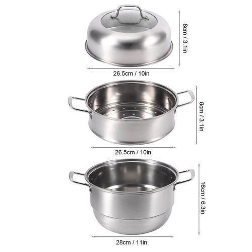 product_image_name-Generic-32Cm - 3 Layer Stainless Steel Food Saucepan And Steamer Soup Pot -Silver.-4