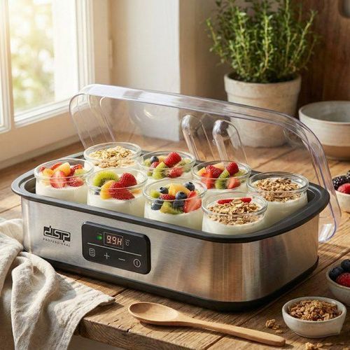 product_image_name-Dsp-Electric Yogurt Maker 1.44L – 8 Glass Cups with Lid – Precise Temperature Control from 20°C to 53°C – LED Digital Display – 1-48 Hour Timer – Elegant Stainless Steel Shell – 25W -2