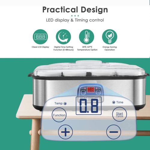 product_image_name-Dsp-Electric Yogurt Maker 1.44L – 8 Glass Cups with Lid – Precise Temperature Control from 20°C to 53°C – LED Digital Display – 1-48 Hour Timer – Elegant Stainless Steel Shell – 25W -8