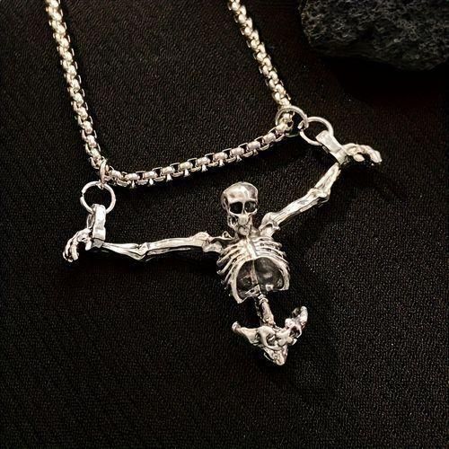 product_image_name-Fashion-Men's Necklace Skull Punk Style - Silver-6