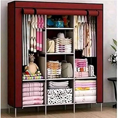 product_image_name-Generic-3 Column Steel Cloth Wardrobe - Maroon-1