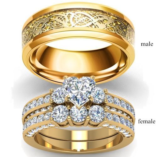 Shop Wedding Ring Set Diamond For Couple Gold Jumia Uganda