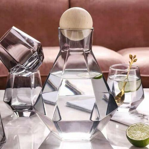 product_image_name-Generic-7 Set Whiskey Wine Diamond Decanter With Liquor Hexagon Glasses Gift Set - Clear.-4