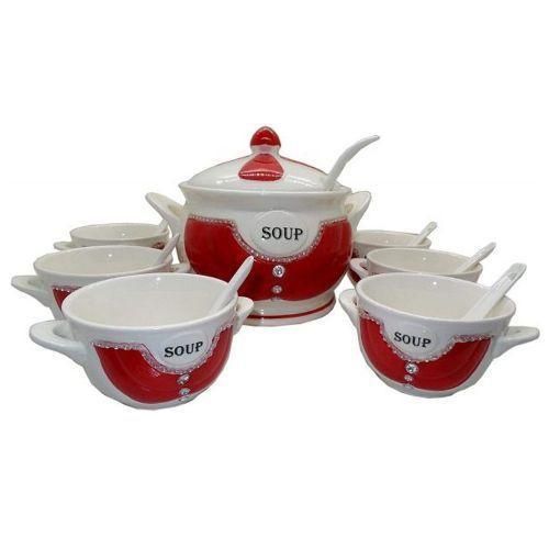 product_image_name-Generic-15-Piece Ceramic soup Bowls Cups Spoond Set On Stand- Multi-colour.-3